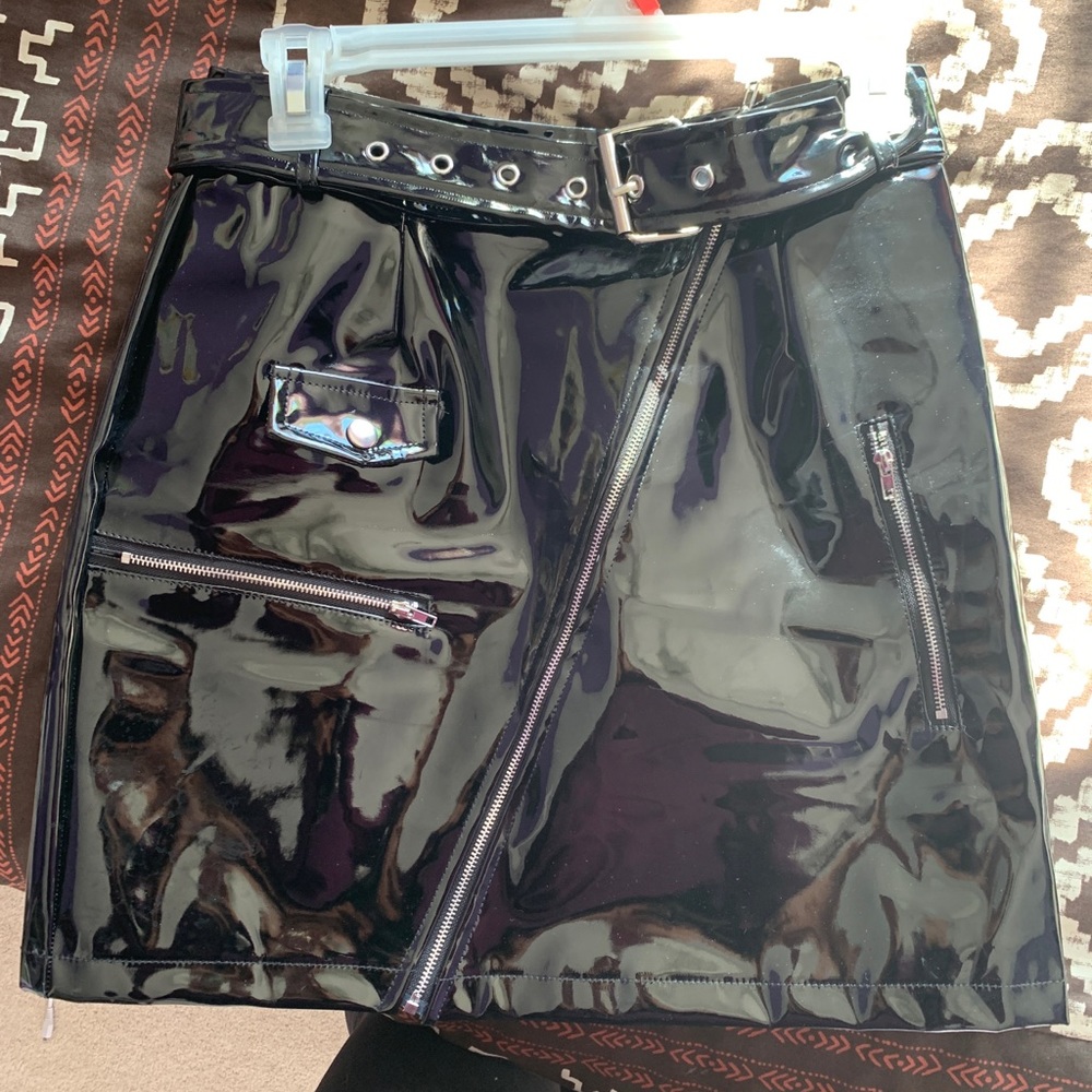 Shein Black Leather Skirt